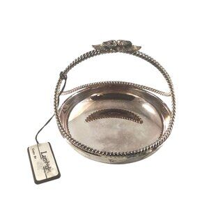 Vintage Lambidis Small Silverplate Floral Decorative Basket Made in Athens-Greec